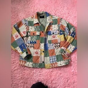 Teddy Fresh Patchwork Quilted Jacket Women’s Size XL Multicolor Cottagecore